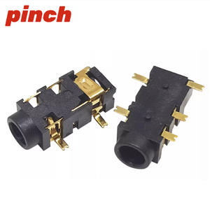 Connecteur audio Pj-327a à 5 broches plaqué or, montage en surface, isolation noire de 3,2 mm pour prise casque - Product Image 2