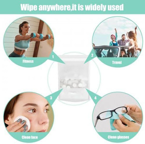100 Pieces Restaurants Napkins Compressed Towel Magic Tablets Compressed <b>Wipes</b> Portable Disposable Coin Tissue <b>Biodegradable</b> - Product Image 3