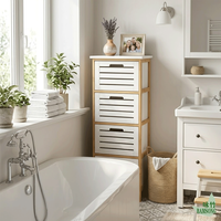 Commode de rangement à 4 tiroirs avec tiroirs ventilés à lattes, autoportante, étroite, gain de place, pour chambre, salle de bain, bureau