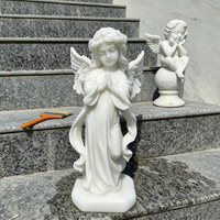 Statue de chérubin en marbre sculptée à la main sur mesure pour jardin et projet commémoratif de cimetière, sculpture classique italienne Putto