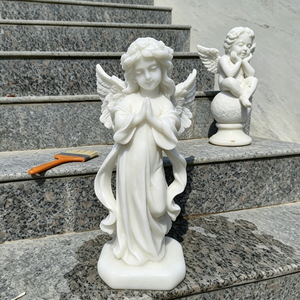 Estatua de Querubín de Mármol Tallada a Mano Personalizada para Jardín y Proyecto Conmemorativo de Cementerio, Escultura Clásica Italiana de Putto - Product Image 2