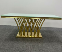 Table rectangulaire non pliable en verre, MDF et acier inoxydable, style moderne doré, pour hôtels, mariages et repas en plein air, mobilier hôtelier