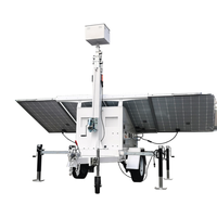 Lampadaire solaire sur remorque adapté aux chantiers de construction et aux lieux extérieurs, compatible avec la charge solaire