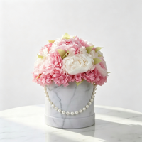 Bouquet de roses éternelles – Composition florale ronde de fleurs séchées pour décoration de table, maison, mariage et fêtes