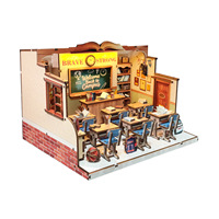 Kit de bricolage éducatif en bois pour mini-jouets - Nook de lecture pour étudiants et maison de poupée pour enfants avec architecture en bois à construire créativement