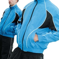 Setelan Olahraga Lari Pria Bahan Nylon dengan Hoodie, Pakaian Aktif Musim Dingin Poliester Tahan Air, Setelan Reflektif Spandex Khusus untuk Pria