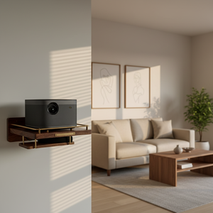 Support de projecteur en bois massif naturel, étagère de rangement pour projecteur, étagère d'affichage réglable pour projecteur - Product Image 1