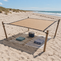 Filet pare-soleil en maille avec bord ourlé et fixation par boucle pour cour, terrasse, pont, camping