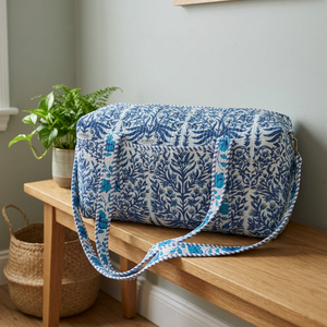 Bolsa de Viaje Grande de Algodón para Fin de Semana, Bolsa de Lona Acolchada Hecha a Mano, Bolsas de Viaje con Estampado de Bloques, Bolsa de Mano, Bolsas de Lona - Product Image 2
