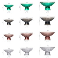 Assiettes de présentation rondes en verre côtelées colorées personnalisées pour mariage, avec base, pour fruits secs