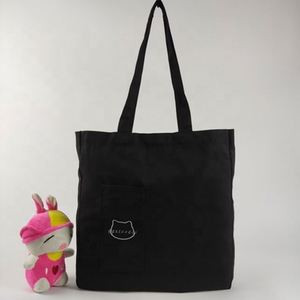 Sac fourre-tout en toile en coton personnalisé avec pochette et logo imprimés personnalisés Vente en gros - Product Image 3