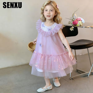 Vestido informal de princesa sin mangas de verano para niñas Traje estampado de dibujos animados para niños - Product Image 4