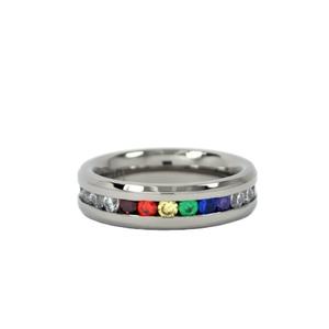 6MM anillo de titanio canal piedras anillo de titanio de los hombres Gay de titanio anillo bandas Orgullo Gay anillo de titanio - Product Image 1