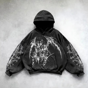 Sweat-shirt à capuche oversize pour homme, imprimé délavé, style streetwear, avec poche avant, pour l'automne et l'hiver - Product Image 4
