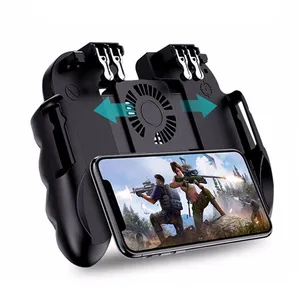 Atacado controlador do jogo do telefone samsung-H9 joystick com seis dedos para android e ios, gatilho de metal com ventilador e resfriador, tiro livre, gamepad