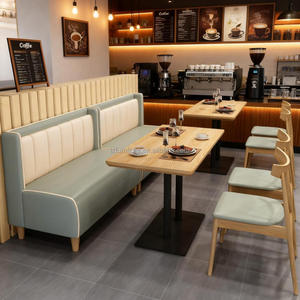 Fast Food Booth Benches Sofa square Coffee Shop Wood Cafe Commercial <b>Restaurant</b> Furniture Table and Chair Booth Seating <b>Set</b> - Product Image 5