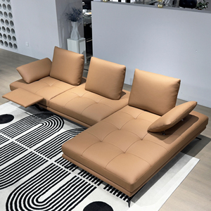 Sofá de color café en forma de L, diseño de sala de estar lujoso, proveedor de sofá moderno, sillón eléctrico plegable, proveedor de sofá <span class=keywords><strong>cama</strong></span> - Product Image 1
