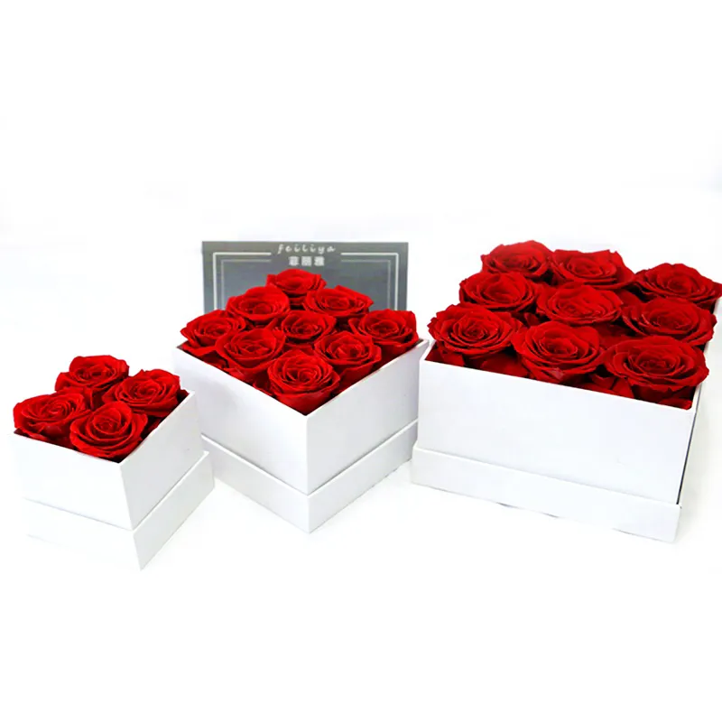 2021 Neues Produkt Großhandel einzigartige romantische vier rosa konservierte Rosen in Geschenk box für Valentinstag Geschenk