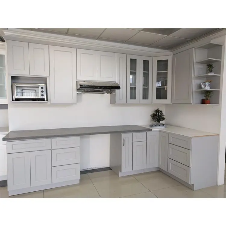 Barato al por mayor blanco superior gabinetes de cocina de madera para la venta