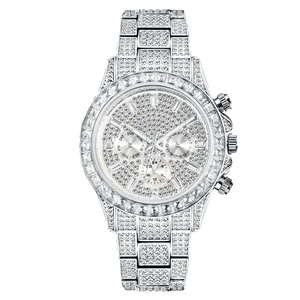 Sang Trọng 18K/14K/S925 Phòng Thí Nghiệm Kim Cương Đồng Hồ Pha Lê Vuông Quay Số Ngày Chức Năng Phong Cách Thép Không Gỉ Gỗ Da Cho Doanh Nghiệp Mới - Product Image 1