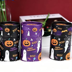 Tube en papier biodégradable imprimé sur mesure, boîte cylindrique en carton personnalisable pleine grandeur pour l'emballage de bonbons d'Halloween et de Noël - Product Image 4