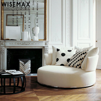 Meubles WISEMAX Mobilier de maison italien minimaliste Grand canapé d'angle rond en tissu Chaise longue Fauteuil de salon pivotant