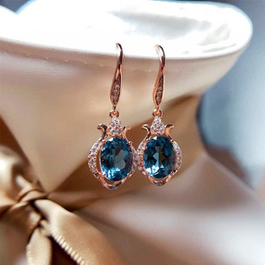 Orecchini Pendenti con Cristallo Blu Zaffiro per Donne, Eleganti Accessori Moda per Uso Quotidiano e Feste - Product Image 2