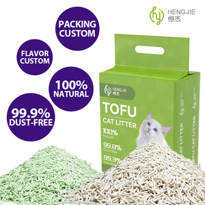 Hengjie OEM Vente en gros 5kg Litière pour chat en tofu 3mm biodégradable à base <span class=keywords><strong>de</strong></span> plantes écologique et jetable dans les toilettes Thé vert - Product Image 1