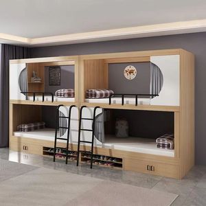 Двухъярусная кровать размера «King-Size» многофункциональная простая бревенчатая капсула для общежития, квартиры, студенческие и школьные отели - Product Image 6