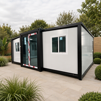 Maison mobile pliable 20 pieds, conteneur à structure en acier, plancher SPC, cabane de vacances, unité de camping-car pour parc touristique saisonnier, prête à l'emploi