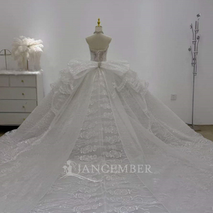 Robe de mariée élégante Lsjj145 en ivoire, style princesse, avec corsage perlé, broderie florale et traîne en tulle superposé, Jancember - Product Image 2