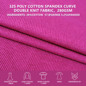 Tela de punto doble de polialgodón y spandex 32S, 160 cm de ancho, 280 g/m², elástica, teñida lisa, para sudaderas, camisetas y prendas de vestir. - Product Image 2