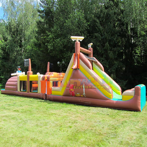 Castillo inflable comercial para fiestas de carnaval al aire libre, con tobogán, gran pista de obstáculos inflable de piratas en venta. - Product Image 3