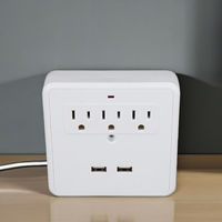 Support de téléphone double certifié ETL, station de charge murale industrielle, prise murale avec 3 prises US et 2 ports USB, blanc, pour chevet, ABS, 15A