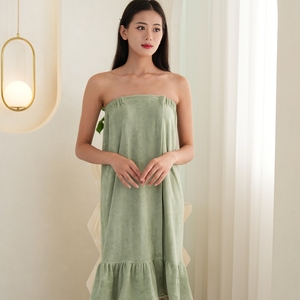 Asciugamano avvolgente verde da donna ad asciugatura rapida asciugamano avvolgente per la casa e il <span class=keywords><strong>bagno</strong></span> comoda gonna da <span class=keywords><strong>bagno</strong></span> per l'uso quotidiano - Product Image 2