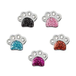 Wholesale bling dog paw 8mm slider charms For 8mm Bracelet And Dog Collars Customized Personalized Slide Charms