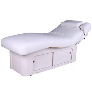 Luxe Elektrische Massage Bed Hoge Dichtheid Schuim 18 Cm Verstelbare Houten Frame Schoonheid Bed Met Kast
