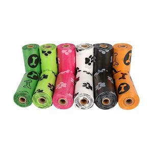 Wholesale Cute Bone Paw Pattern Environmentally Friendly and Biodegradable Pet Poop Bags for Waste Disposal with Poop Bag Holder - Product Image 1