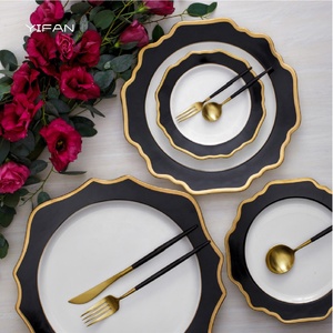 Assiettes de restaurant en céramique verte irrégulière personnalisées YIFAN, vaisselle colorée, assiettes en porcelaine en gros - Product Image 6