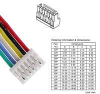 كابل تمديد مرن من السيليكون GH1.25mm 26AWG، موصل ذكر إلى أنثى GHR، 2/3/4/5/6/7/8 سنون