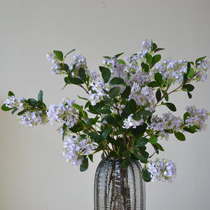 IJ050 - Flores Artificiales de Seda al por Mayor, Murraya Paniculata, Lila, Decoración para el Hogar y Bodas, Color Morado y Blanco - Product Image 1