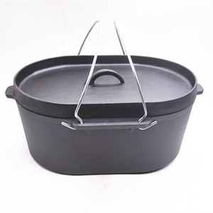 Fournisseur chinois de <span class=keywords><strong>cocotte</strong></span> <span class=keywords><strong>en</strong></span> <span class=keywords><strong>fonte</strong></span> de forme ovale, pré-assaisonnée, avec revêtement huileux, idéale pour le barbecue - Product Image 1