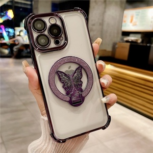 Funda magnética anticaída de cuatro esquinas con galvanoplastia y purpurina de mariposa para iPhone 17 16 15 14 13 12 11 Pro - Product Image 6