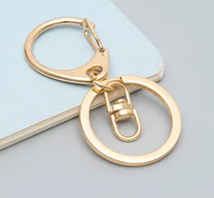 D Buckle Ring C Clasps Connector Flat Keyring Kit High Quality Custom Metal Keychain Gold Color Gift Stainless Steel Round 20g