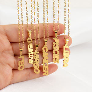 Collier en acier inoxydable 12 signes du zodiaque, lettre verticale, Logo personnalisé, astrologie, <span class=keywords><strong>Horoscope</strong></span>, bijoux, vente en gros - Product Image 1