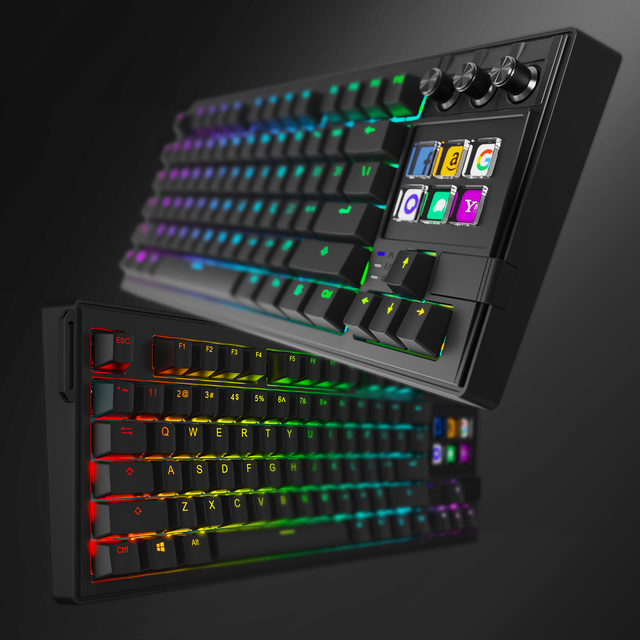 MiraBox Gasket Mechanical Keyboard K1Pro - 6 LCD Keys, 3 Programmable Knobs, RGB - Designed for Video Editing & Timeline Control