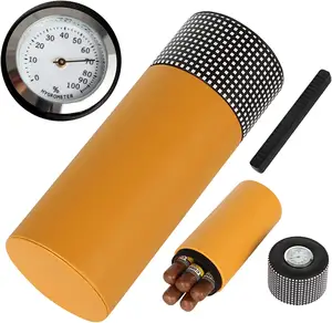 5 ngón tay 8*3 du lịch Cohiba ẩm kế da Gỗ tuyết tùng lót ống xì gà Humidor với độ ẩm