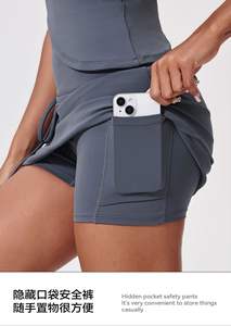 Kadın yüksek bel anti-ışık A-Line spor Skort nefes tenis etek cepler ile <span class=keywords><strong>2</strong></span> in 1 Golf elbise için egzersiz - Product Image 6