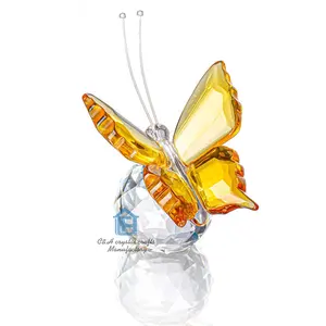 Figura de mariposa de cristal K9 con facetas, bonito modelo de mariposa voladora de cristal rosa con Base de cristal, regalos de animales