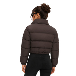 <span class=keywords><strong>Doudoune</strong></span> courte matelassée pour <span class=keywords><strong>femme</strong></span>, col montant, fermeture éclair, manches longues, manteau d'hiver chaud, vente en gros de vêtements d'extérieur - Product Image 3